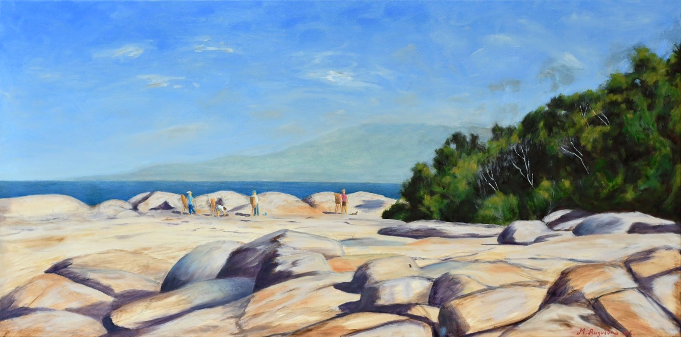 Plein Air on the rocks 46x91cm $1000
